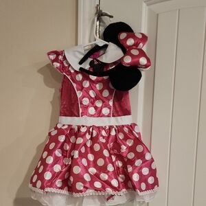 Charming Pink Polka Dot Minnie Mouse Girls Costume with Headband Bow